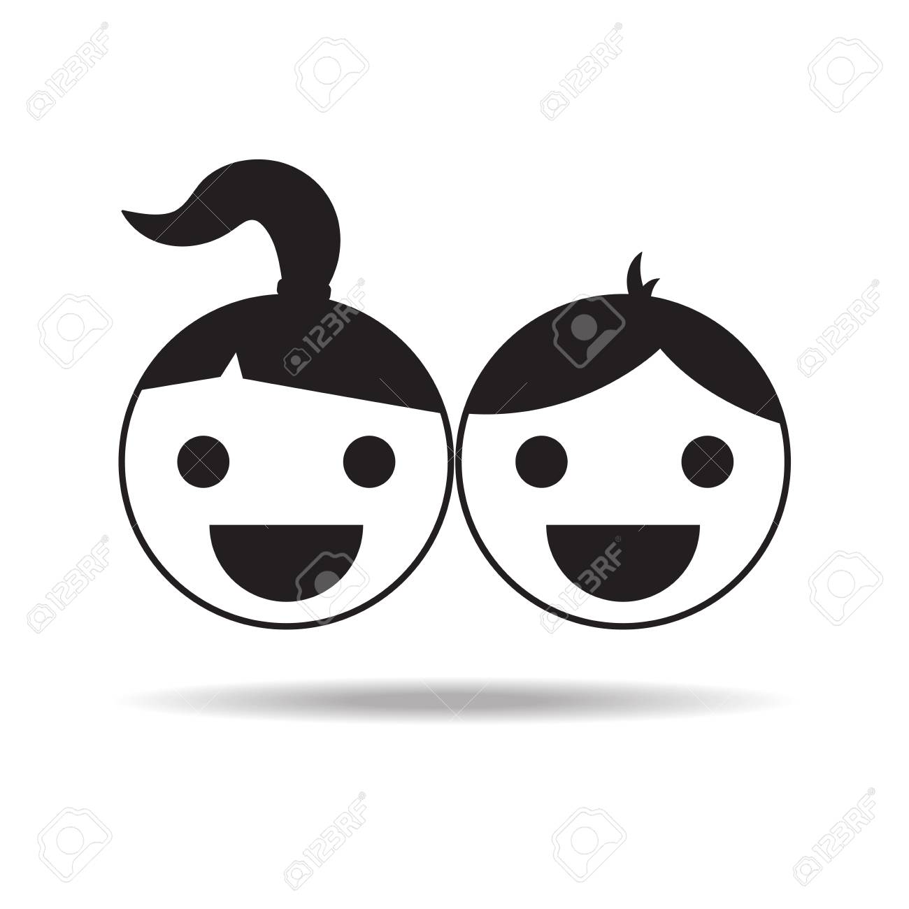 kids girl and boy childs vector icon isolated